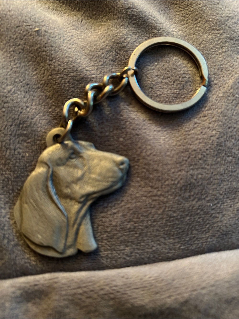Antique-Style Dog Head Keychain Pendant - Brown Finish